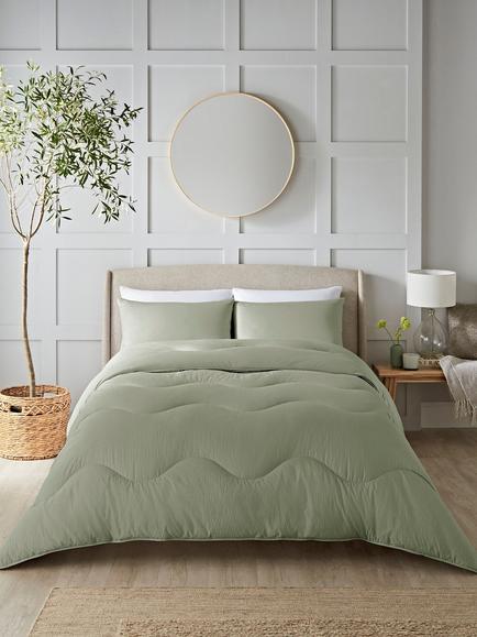 Night Lark Seersucker Coverless Duvet, 4.5 Tog, Olive Green, Olive Green
