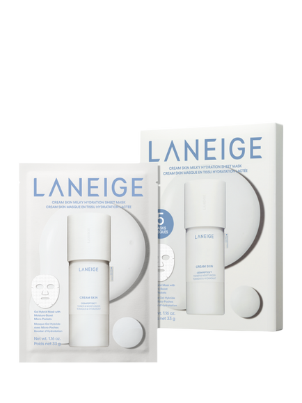 LANEIGE Cream Skin Milky Hydration Sheet Mask, x 5, White Natural