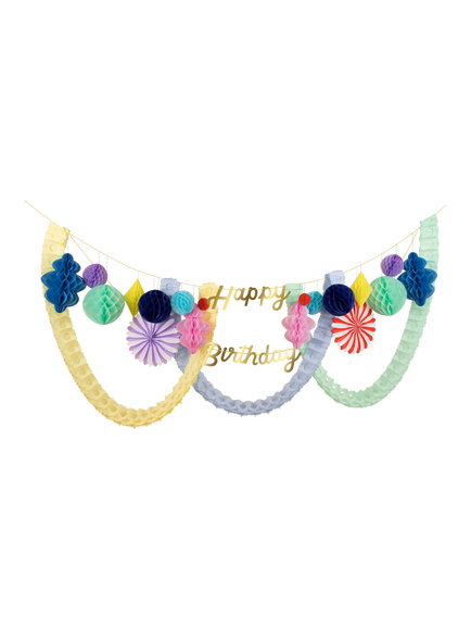 Meri Meri Happy Birthday Honeycomb Garland, L4m - view 2, Multi
