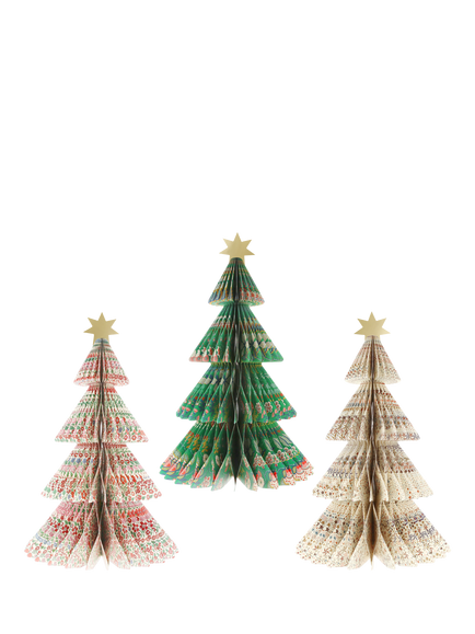 Meri Meri x Liberty Honeycomb Paper Tree Decorations, Set of 3, Multi