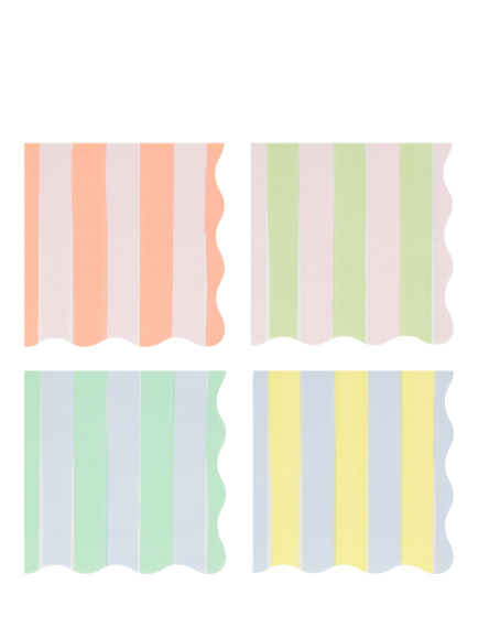 Meri Meri Pastel Stripe Paper Napkins, Pack of 16, Multi