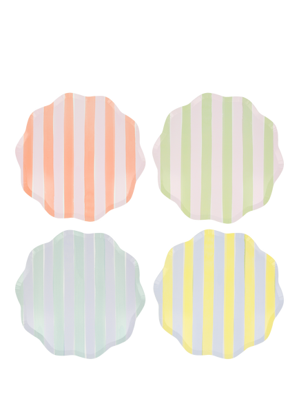 Meri Meri Pastel Stripe Paper Side Plates, Pack of 8, Multi