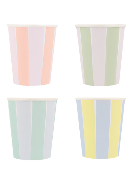 Meri Meri Pastel Stripe Paper Cups, Pack of 8, Multi