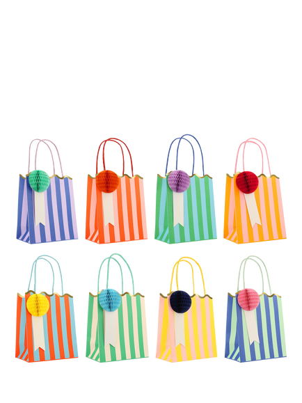 Meri Meri Stripe Party Bags, Pack of 8, Multi