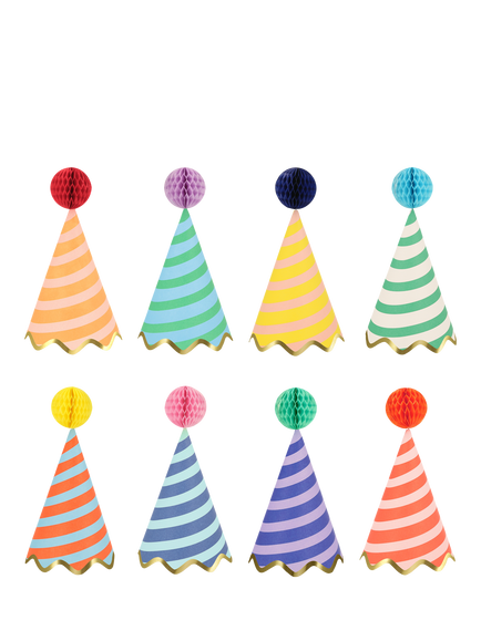 Meri Meri Stripe Party Hats, Pack of 8, Multi