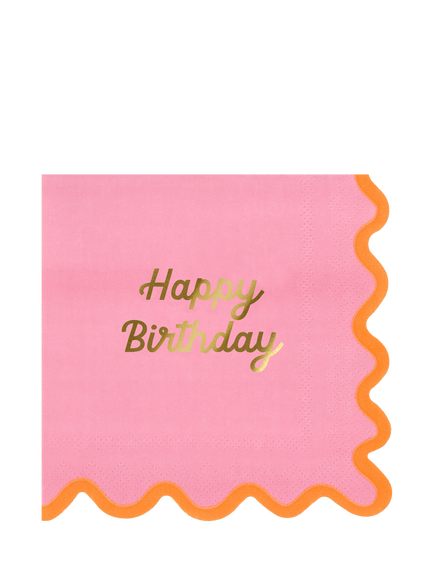 Meri Meri Happy Birthday Wiggle Edge Paper Napkins, Pack of 16, Small - view 2, Multi
