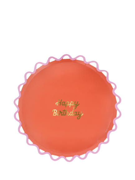 Meri Meri Happy Birthday Wiggle Edge Paper Side Plates, Pack of 8 - view 2, Multi