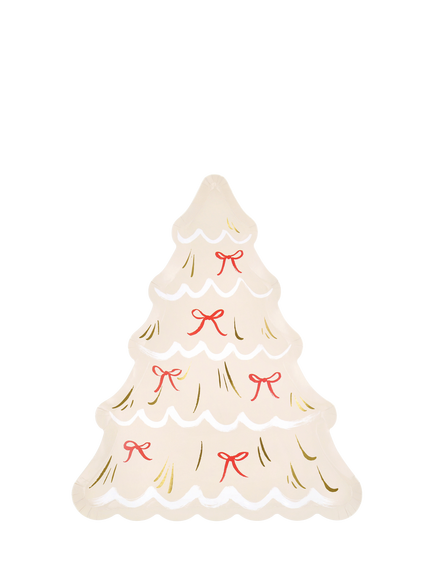Meri Meri Christmas Trees with Bows Paper Plates, Pack of 8, Multi