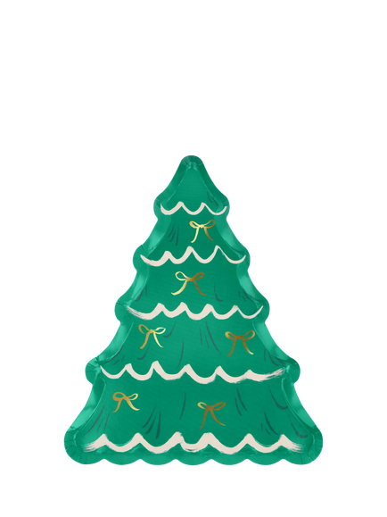 Meri Meri Christmas Trees with Bows Paper Plates, Pack of 8 - view 2, Multi