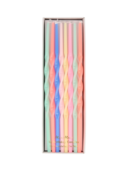 Meri Meri Twisted Long Cake Candles, Pack of 8, Multi, Multi