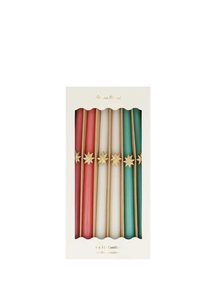 Meri Meri Star Dinner Candles, Set of 6, Multi, Multi