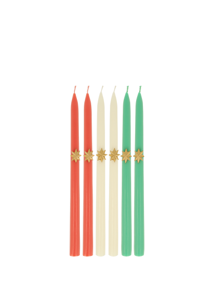 Meri Meri Star Dinner Candles, Set of 6, Multi - view 2, Multi