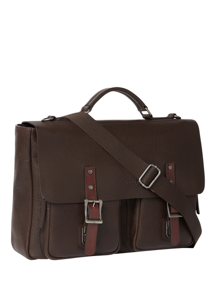 OSPREY LONDON Lorenzo Leather Briefcase, Chocolate - view 2, Chocolate