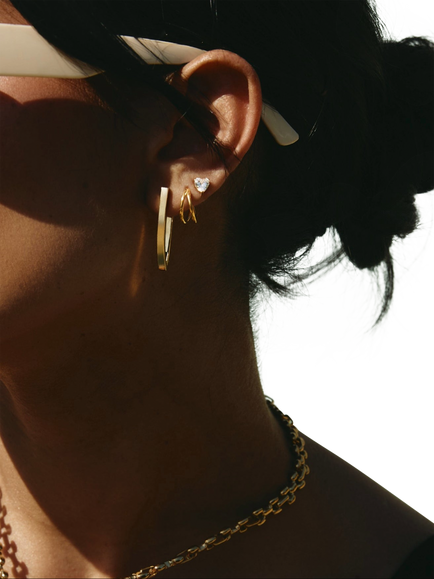 Tish Lyon Double Band Hoop Earrings - view 2, Gold
