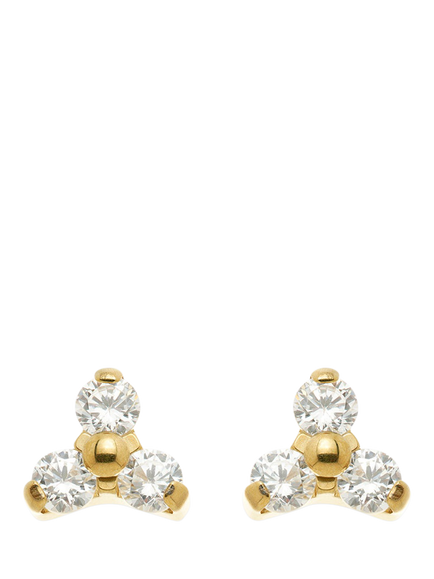 Tish Lyon Trio Crystal Stud Earrings, Gold