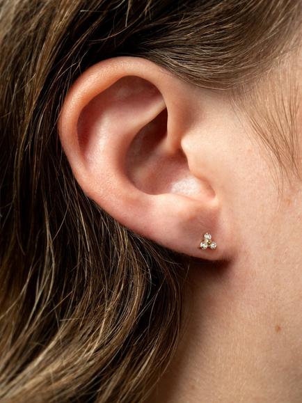 Tish Lyon Trio Crystal Stud Earrings - view 2, Gold