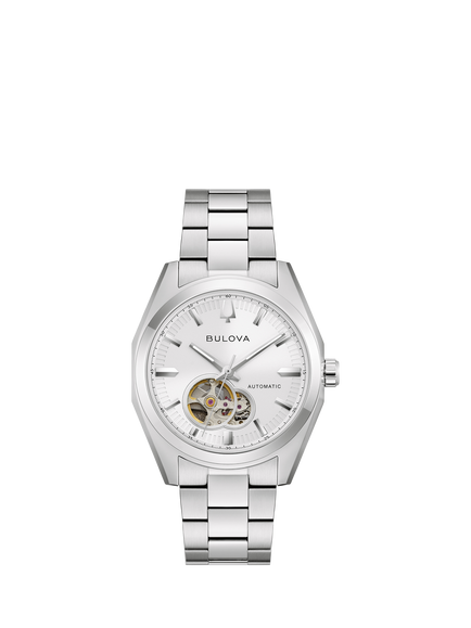 Bulova 96A345 Men's Surveyor Round Bracelet Strap Watch, Silver, Silver Tone