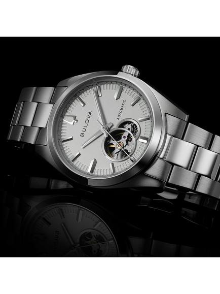 Bulova 96A345 Men's Surveyor Round Bracelet Strap Watch, Silver - view 2, Silver Tone