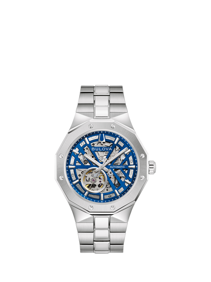 Bulova 96A352 Men's Prestige Automatic Round Bracelet Strap Watch, Silver, Silver Tone
