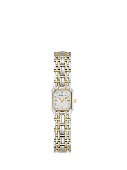 Bulova 98P237 Women's Rectangular Bracelet Strap Watch, Silver/Gold, Silver/Gold