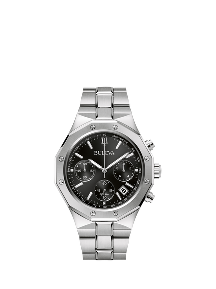 Bulova 96B410 Men's Classic 44mm Round Bracelet Strap Watch, Silver, Silver