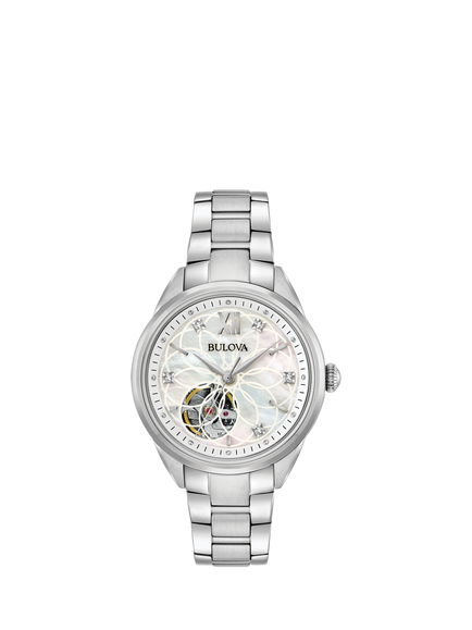 Bulova 96P181 Women's Classic Automatic Round Bracelet Strap Watch, Silver, Silver
