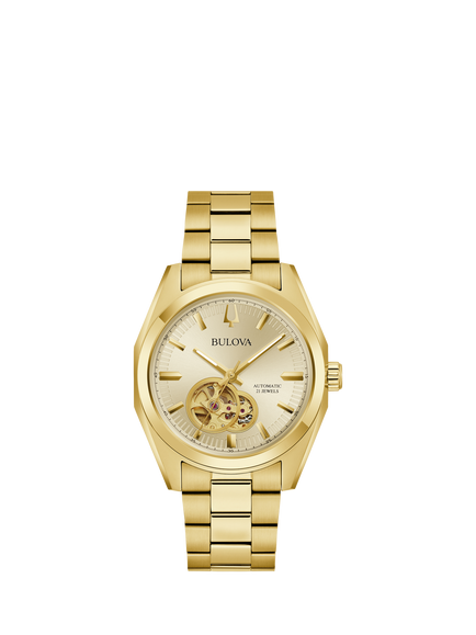 Bulova 97A182 Men's Surveyor Round Bracelet Strap Watch, Gold, Gold