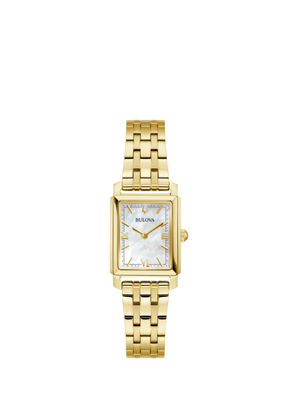 Bulova 97L177 Women's Rectangular Bracelet Strap Watch, Gold, Gold