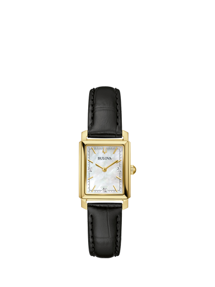 Bulova 97P166 Women's Sutton Collection Leather Strap Watch, Gold, Gold Tone