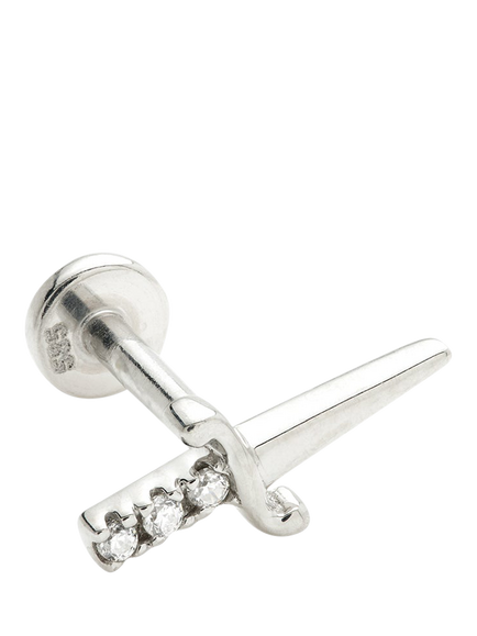 Tish Lyon 14ct White Gold Single Dagger Earring, White Gold