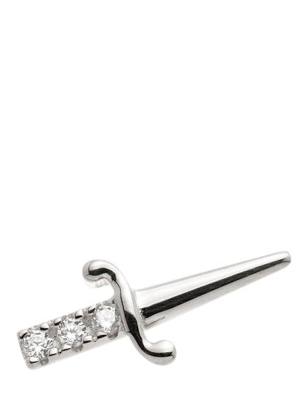 Tish Lyon 14ct White Gold Single Dagger Earring - view 2, White Gold