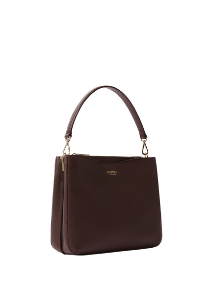 OSPREY LONDON Winchester Leather Grab Bag, Bitter Chocolate - view 2, Bitter Chocolate