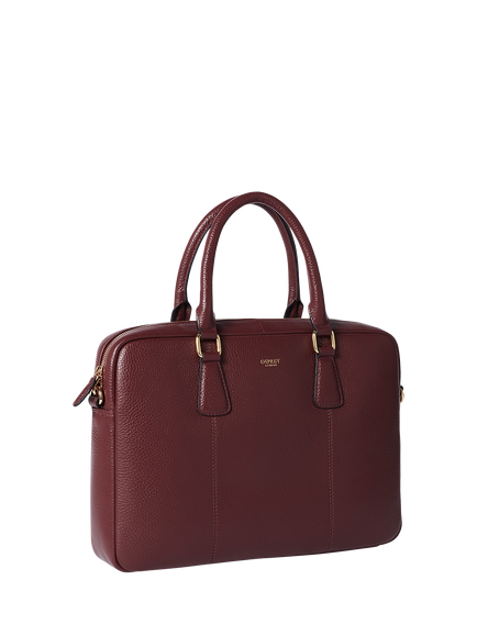 OSPREY LONDON Adaline Leather Laptop Bag, Merlot - view 2, Merlot