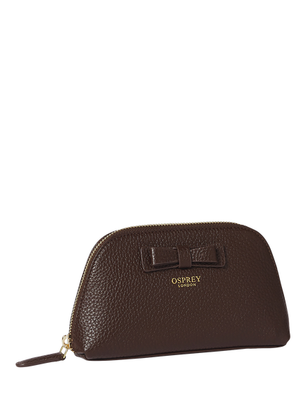 OSPREY LONDON Zip-Around Cosmetics Pouch - view 2, Bitter Chocolate