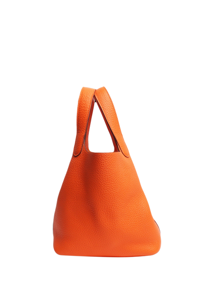 Pre-loved Hermès Picotin Lock Clemence Bucket Bag, Orange - view 2, Orange
