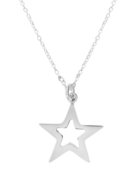 Andea Sterling Silver Star Pendant Necklace, Silver