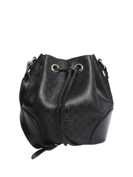 Pre-loved GUCCI Diamante Leather Bucket Bag, Black, Black