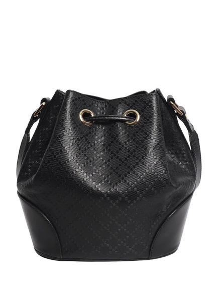 Pre-loved GUCCI Diamante Leather Bucket Bag, Black - view 2, Black