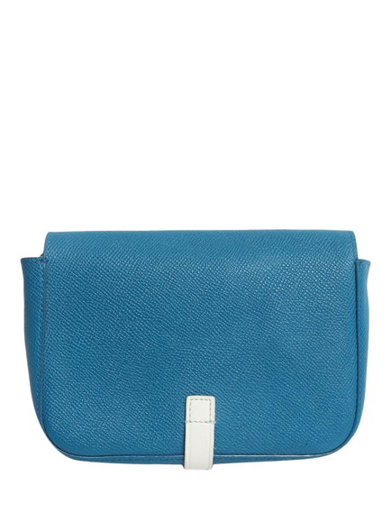Pre-loved CELINE Leather Strap Clutch Bag, Blue, Blue