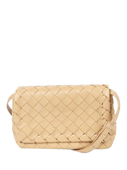 Pre-loved Bottega Veneta Intrecciato Leather Flap Bag, Neutral, Neutral