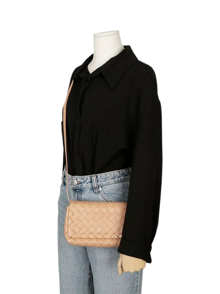 Pre-loved Bottega Veneta Intrecciato Leather Flap Bag, Neutral - view 2, Neutral