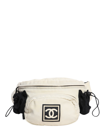 Pre-loved CHANEL Vintage 2003 Nylon Bumbag, Cream, Cream