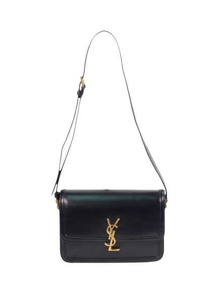 Pre-loved SAINT LAURENT Solferino Medium Leather Shoulder Bag, Black, Black