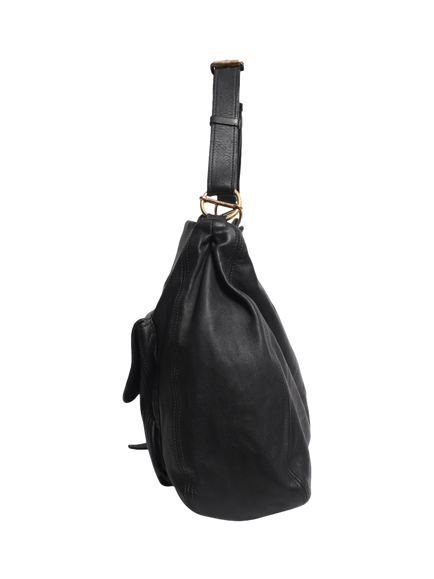 Pre-loved Miu Miu Black Leather Gold Hardware Shoulder Bag, Black - view 2, Black