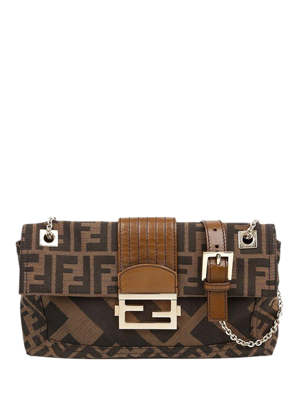 Pre-loved Fendi Zucca Baguette Bag With Gold Hardware, Brown, Brown