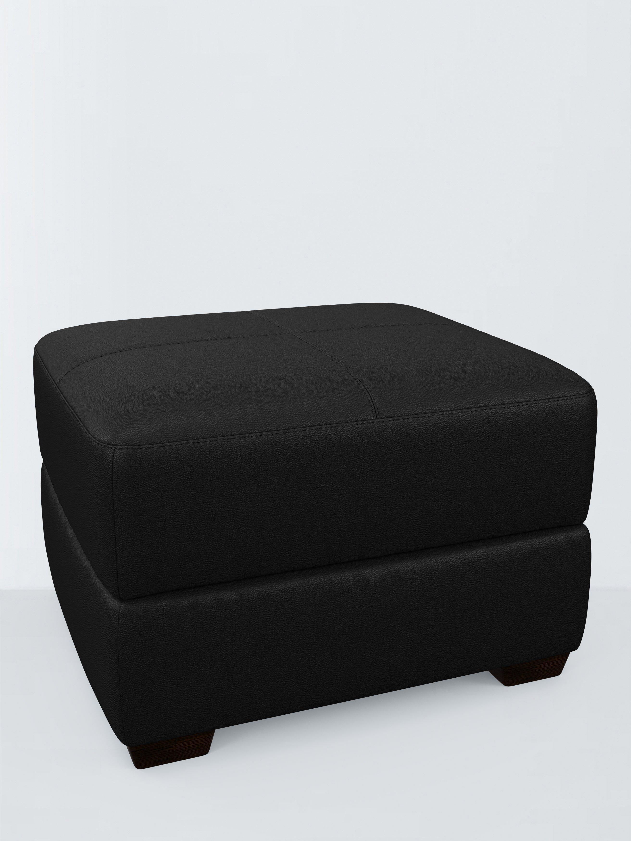 Olivia Range, John Lewis Olivia Leather Footstool, Dark Leg, Matt Black