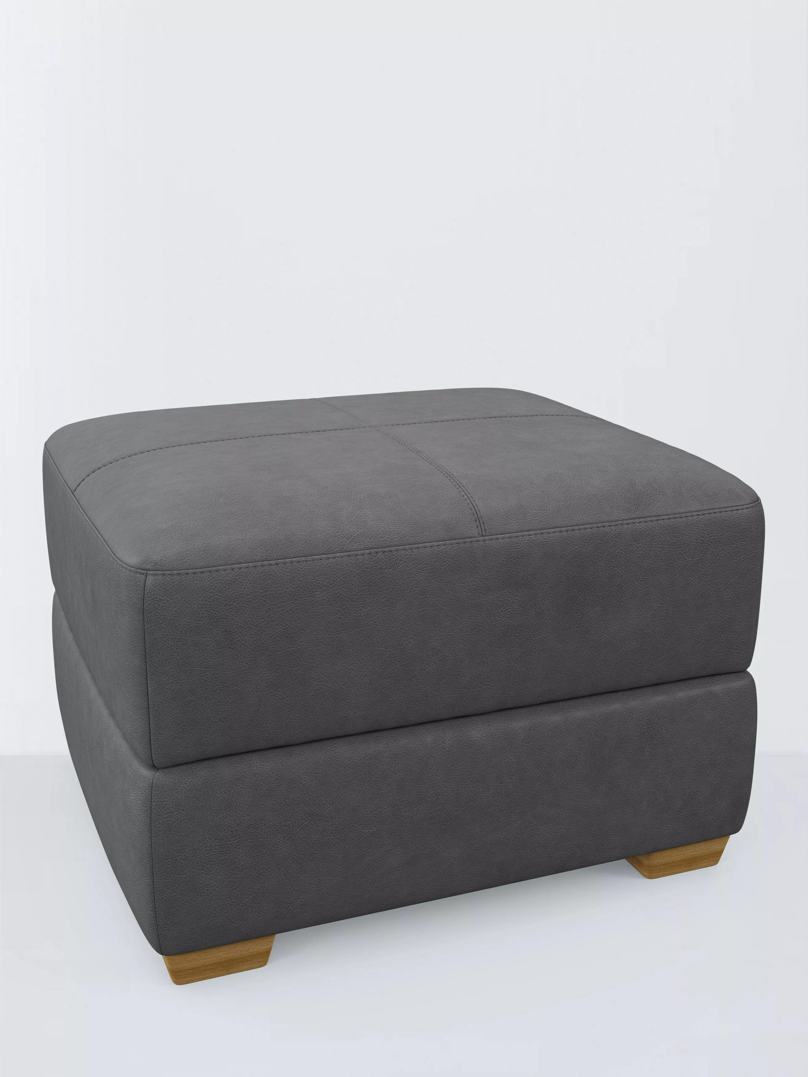 John Lewis Olivia Leather Footstool, Light Leg