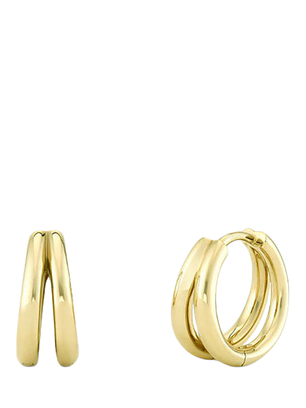 Dinny Hall 9ct Yellow Gold Signature Duo Huggie Hoop Earrings, Gold