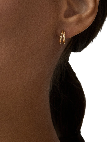 Dinny Hall 9ct Yellow Gold Signature Duo Huggie Hoop Earrings - view 2, Gold