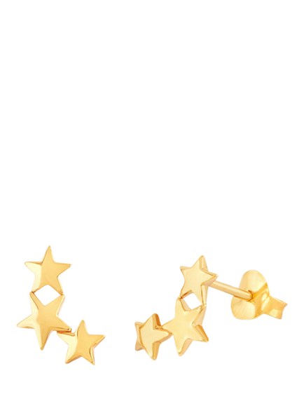 Dinny Hall Trio Star Climber Stud Earrings, Gold, Gold